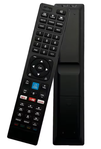 שלט תואם לטלוויזיה חכמה JVC HENRY במבט קדמי.