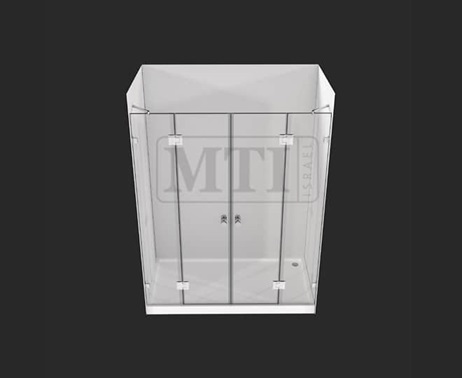 MTI-727 – דגם הראל – מקלחון חזיתי – שני קבועים ושתי דלתות = גוון וסוג זכוכית יש לציין בהערות