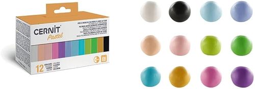 סט חימר פולימרי CERNIT,  ב-12 גוונים, דגם PASTEL