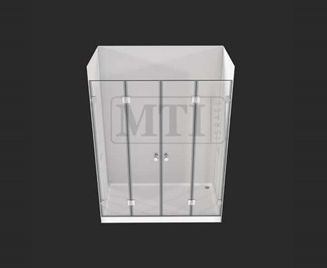 MTI-728 – דגם לירז – מקלחון חזיתי – הרמוניקה ארבע דלתות = גוון וסוג זכוכית לציין בהערות