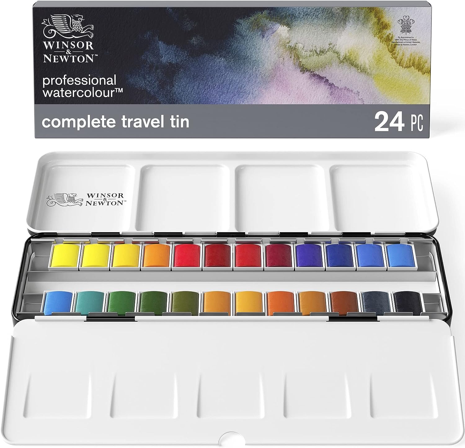 סט 24 צבעי מים בקוביות  PROFESSIONAL WATERCOLOUR בקופסת מתכת