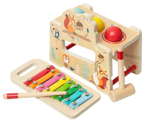 ספסל פעילות הך פתיש כדורים וקסילופון מעץ