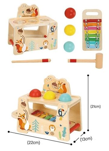 ספסל פעילות הך פתיש כדורים וקסילופון מעץ