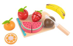 משחק חיתוך פירות עץ עם מגש וסכין 14 חלקים