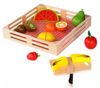 משחק חיתוך פירות גדול מעץ 21 חלקים עם מגש וסכין בקופסת עץ רב פעמית