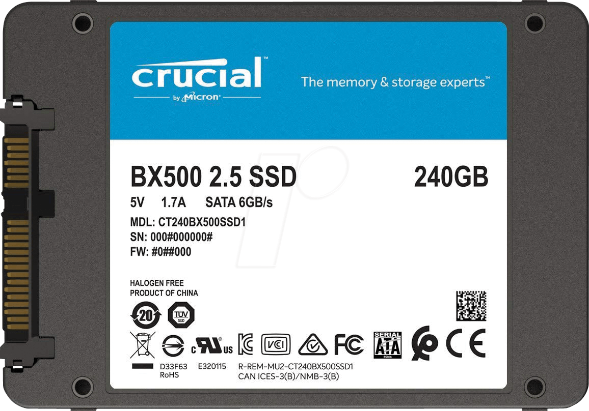 דיסק קשיח Crucial SSD 240GB BX500 3D NAND SATA 2.5
