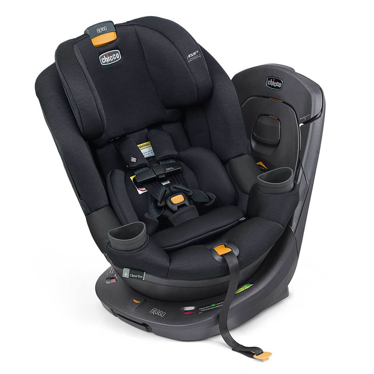 כסא בטיחות מסתובב פיט 360 Fit עם בדי קלירטקס ClearTex ללא כימיקלים ומנגנון התקנה LeverLock - שחור - Obsidian צ