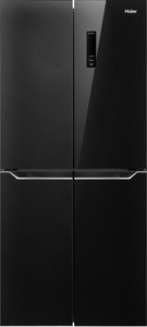 מקרר 4 דלתות מקפיא תחתון 421 ליטר אינוורטר Haier HRF-4494FBR - זכוכית שחורה