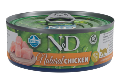 N&D Chicken - מעדן עוף לחתולים 70 גרם מבצע 10% הנחה בקניית 10 יח