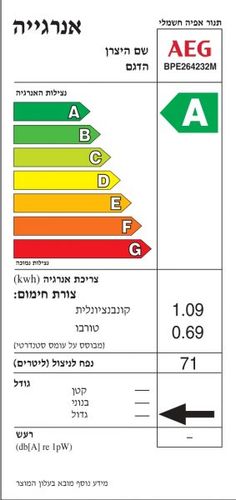 תנור אפייה בנוי פירוליטי נירוסטה דגם AEG BPE264232M א.א.ג.
