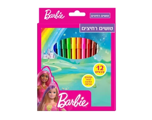 סט 12 טושים דקים רחיצים - ברבי