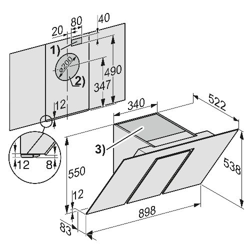 קולט אדים צמוד קיר דגם DA6498W מילה Miele