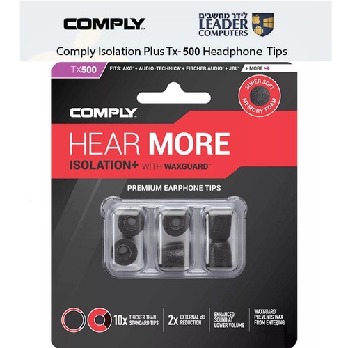 טיפים לאוזניות | מתאמי סיליקון | אטמי ספוג | Comply Isolation Plus TX-500