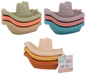 צעצוע אמבט - סט 3 סירות מביו-פלסטיק ממוחזר (מגוון צבעים)
