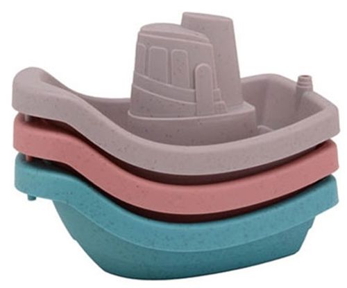 צעצוע אמבט - סט 3 סירות מביו-פלסטיק ממוחזר (מגוון צבעים)
