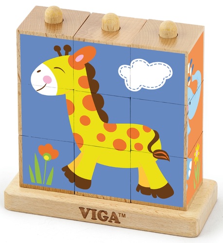 פאזל עץ קוביות 4 תמונות חיות הג'ונגל