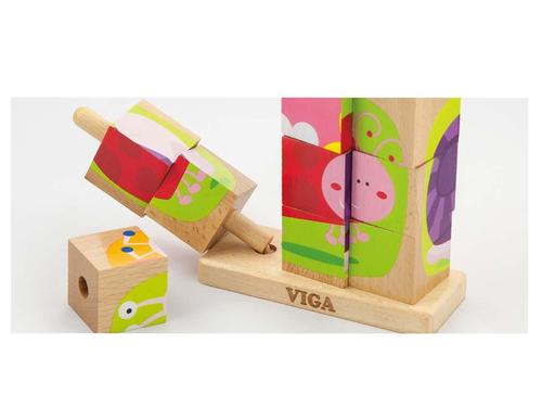 פאזל עץ קוביות 4 תמונות חיות הג'ונגל