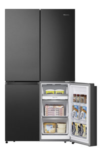 מקרר הייסנס 4 דלתות בנפח 617 ליטר, נירוסטה שחורה, RQ72BK