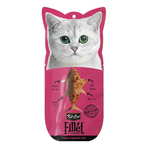 קיט קט Kit Cat לחתול חטיף פילה טונה ודג מעושן 30 גרם