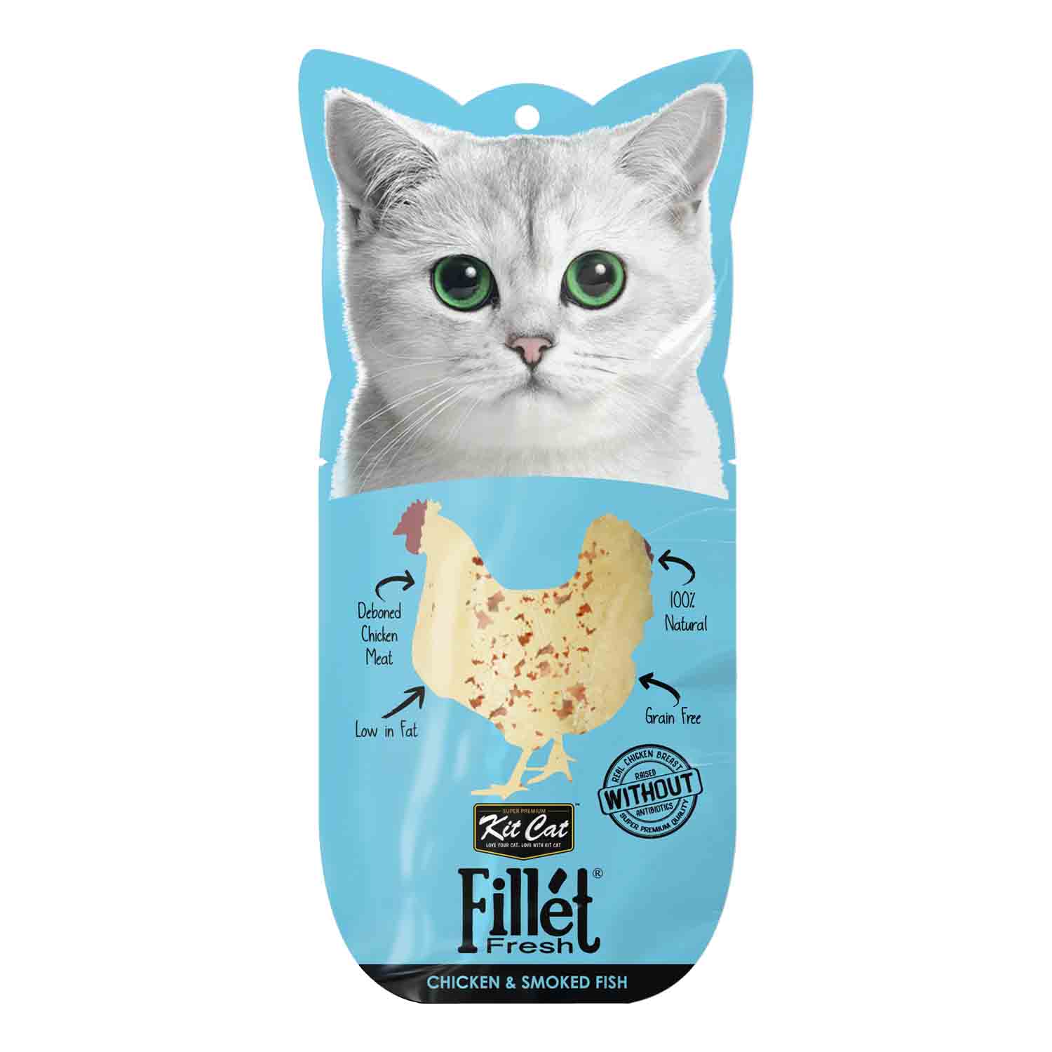 קיט קט Kit Cat לחתול חטיף פילה עוף ודג מעושן 30 גרם