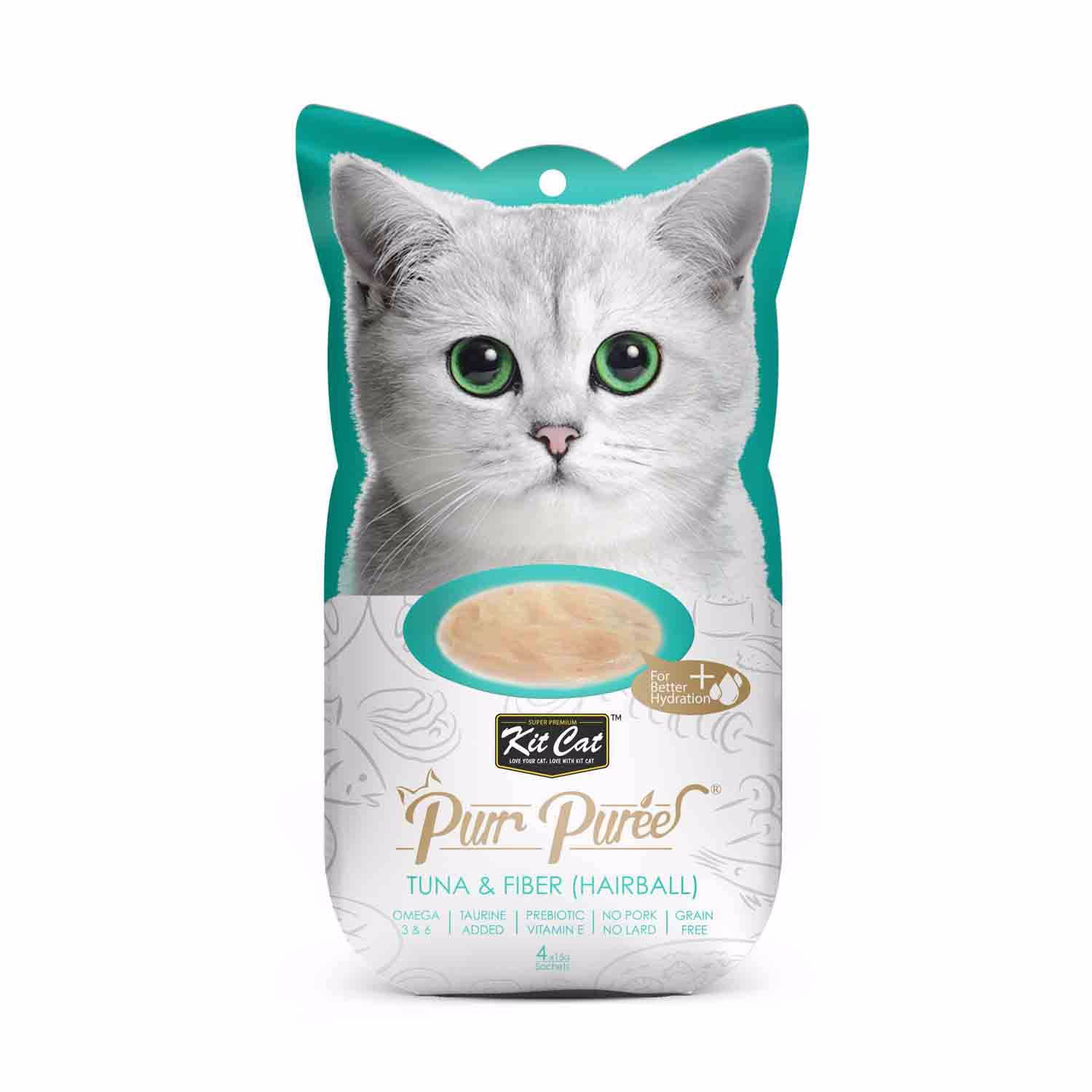 קיט קט Kit Cat לחתול שלוקים טונה מועשר בסיבים (היירבול) 60 גרם