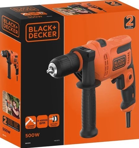 מקדחה עם פטישון חוט Black+Decker BEH200-QS 500W