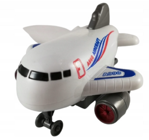 מטוס נוסעים עם גלגלים ומנגנון נסיעה בדחיפה