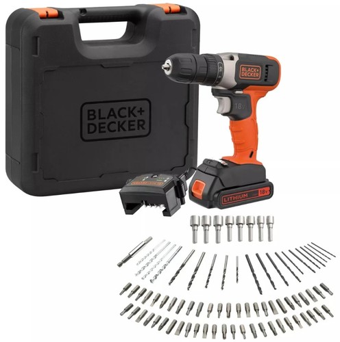 מקדחה/מברגה וסט אביזרים Black+Decker BCD001C1KA-QW 18V