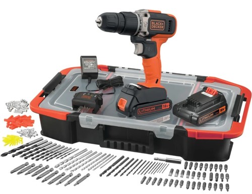 מקדחה דופקת/מברגה וסט אביזרים Black+Decker BCD003BAST-QW 18V