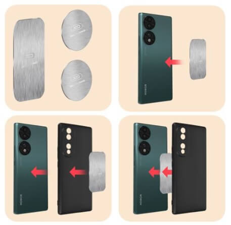 סט לוחיות מתכת 3יח - לסטנד לרכב, מותאם למי שיש מעמד מגנטי לרכב