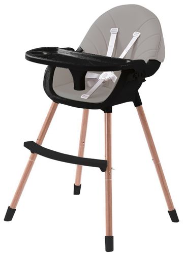 כיסא אוכל 2 ב 1 עם ריפוד דמוי עור קל לניקוי דגם רוי - שחור/אפור