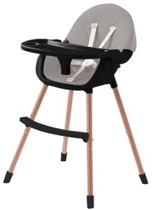 כיסא אוכל 2 ב 1 עם ריפוד דמוי עור קל לניקוי דגם רוי - שחור/אפור