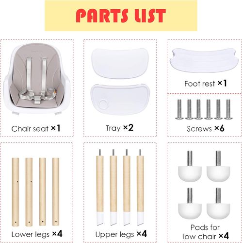 כיסא אוכל 2 ב 1 עם ריפוד דמוי עור קל לניקוי דגם רוי - שחור/אפור