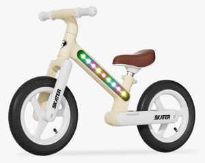 אופני איזון ודחיפה Sport Pro גלגלי אוויר "12 ופס תאורת LED צבעוני - קרם