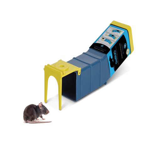 מלכודת נדנדה הומנית לעכברים וחולדות עשויה פלסטיק קשיח עם מנגנון שחרור פשוט, מיועדת ללכידה בטוחה ללא פגיעה במכרסם לשימוש חוזר בבית ובמפעל