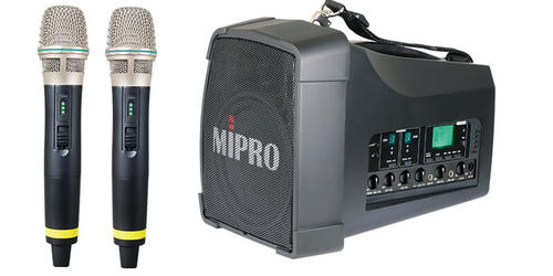 רמקול נייד נטען קל משקל 60W עם 2 מיקרופונים ידניים מסדרת 5.8GHz, כולל נגן BT,USB ורצועת נשיאה