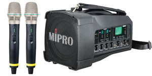 רמקול נייד נטען קל משקל 50W עם 2 מיקרופונים ידניים מסדרת 5.8GHz, כולל נגן BT,USB ורצועת נשיאה