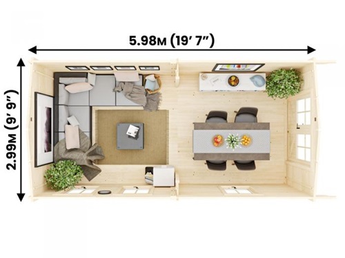 מחסן עץ פרימיום Avon 3X6 עובי 45 