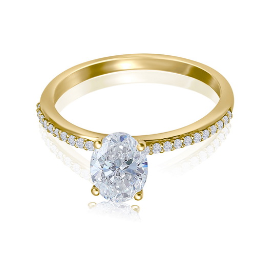 טבעת אובל אירוסין יהלומים 1.11CT זהב 14K