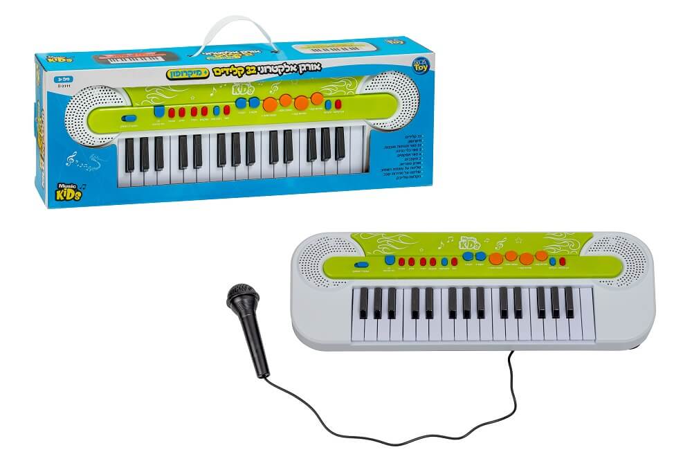 אורגן אלקטרוני 32 קלידים + מיקרופון צבע ירוק