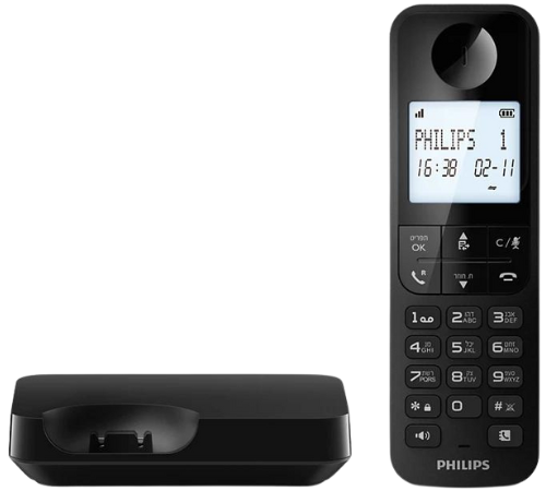 טלפון אלחוטי בעברית Philips D2701B/25