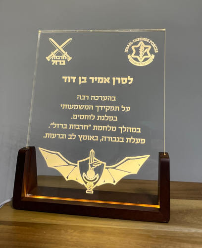 מגן הוקרה עם תאורת לדים