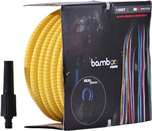 צינור גן 1/2 מ״מ, 15 מטר אורך איטלקי דגם BAMBOO FORTE - צהוב
