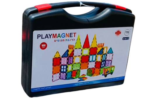 מזוודת מגנטים 100 חלקים כולל מכונית