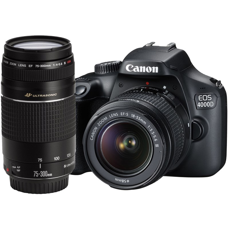 מצלמה Dslr (ריפלקס) קנון Canon Eos 4000d + 18-55 + 75-300 - קיט קנון ישראל יבואן רשמי