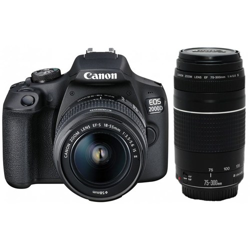 מצלמה Dslr (רפלקס) Canon Eos 2000d + 18-55 is + 75-300mm - קיט