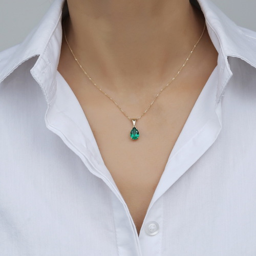 שרשרת ותליון אמרלד זהב 14K