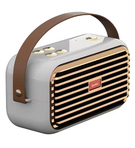 רמקול בלוטוס בעיצוב רטרו כולל רדיו Bass - לבן