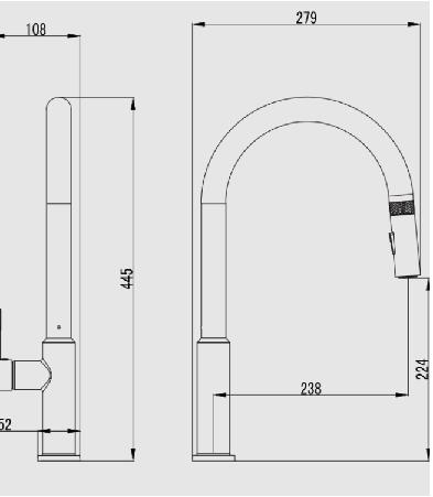 ברז מטבח נשלף מדגל גוון מוברש דגם 51858
