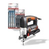 סט מסור אנכי חשמלי WORX 650W +  סט 5 להבי מסור אנכי לחיתוך עץ Bosch T144D + סט 5 להבי מסור אנכי לחיתוך מתכת Bosch T318A 